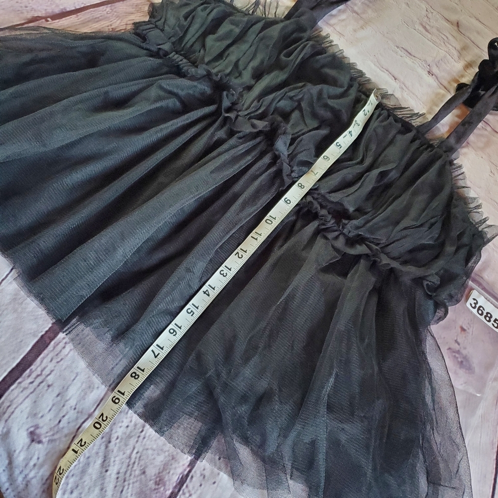 Anthropologie Velvet Tule Tank Black Fairy Witchy Rock Punk Babydoll Grunge 3X - Picture 12 of 13